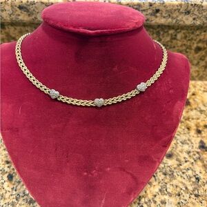 Love Earth 925 Sterling Silver Gold Plated Necklace Double Rope Chain Hearts